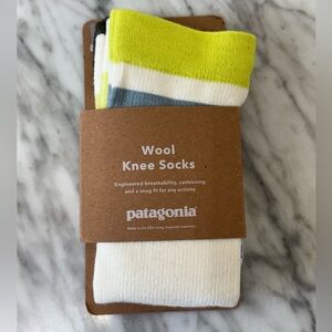 Patagonia, Merino Wool Blend Knee Socks, Allen Stripe: Birch White, Medium